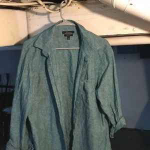 Marc Anthony Linen Blend Slim Fit Button Up